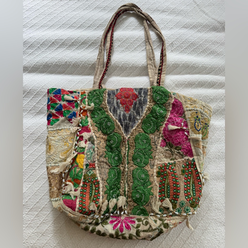 Embroidered Multicolor Shoulder Tote Bag from Thailand